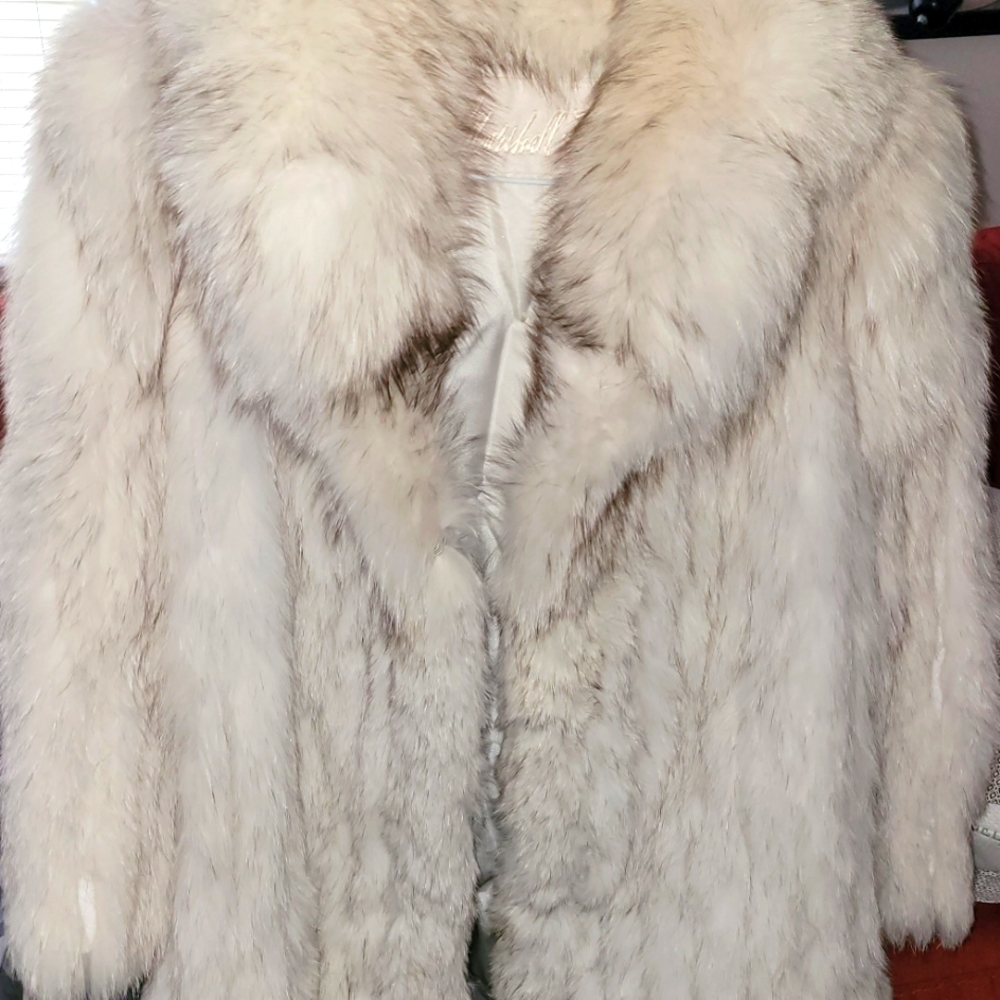 Multicolor silver & white Fox Genuine Fur Coat